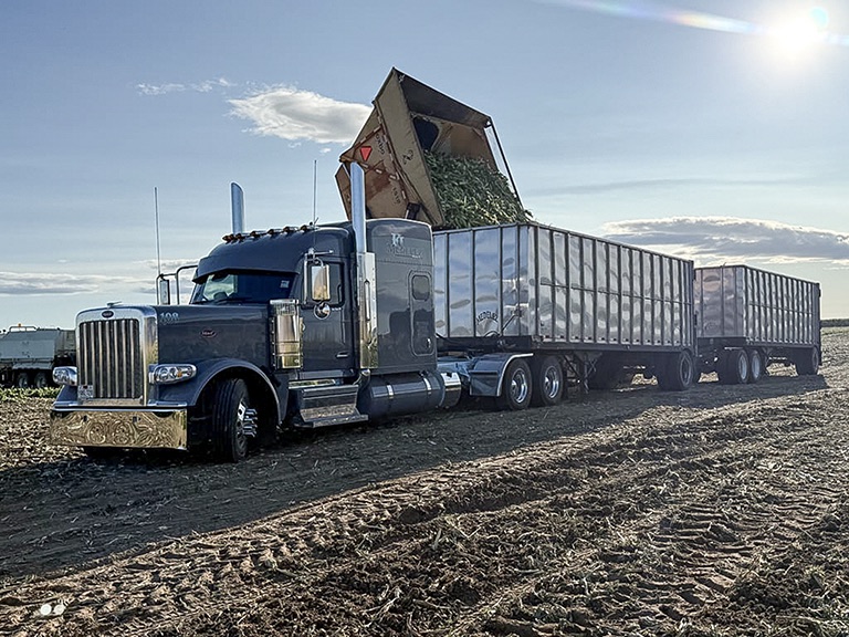 KJ Medelez truck hauling an agricultural load, featured in Jose Carr Jr’s recognition